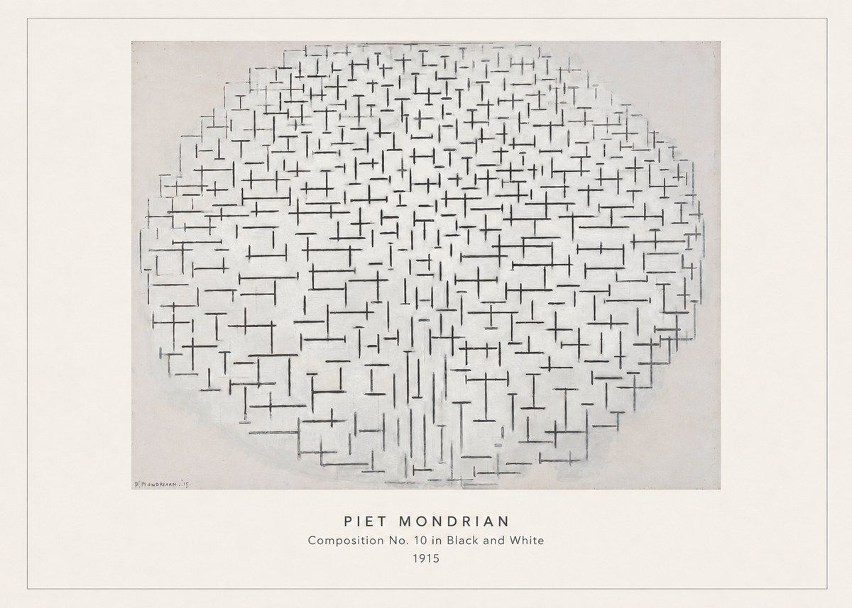 Piet Mondrian Composition 10 in Black and White No4 - Plakát