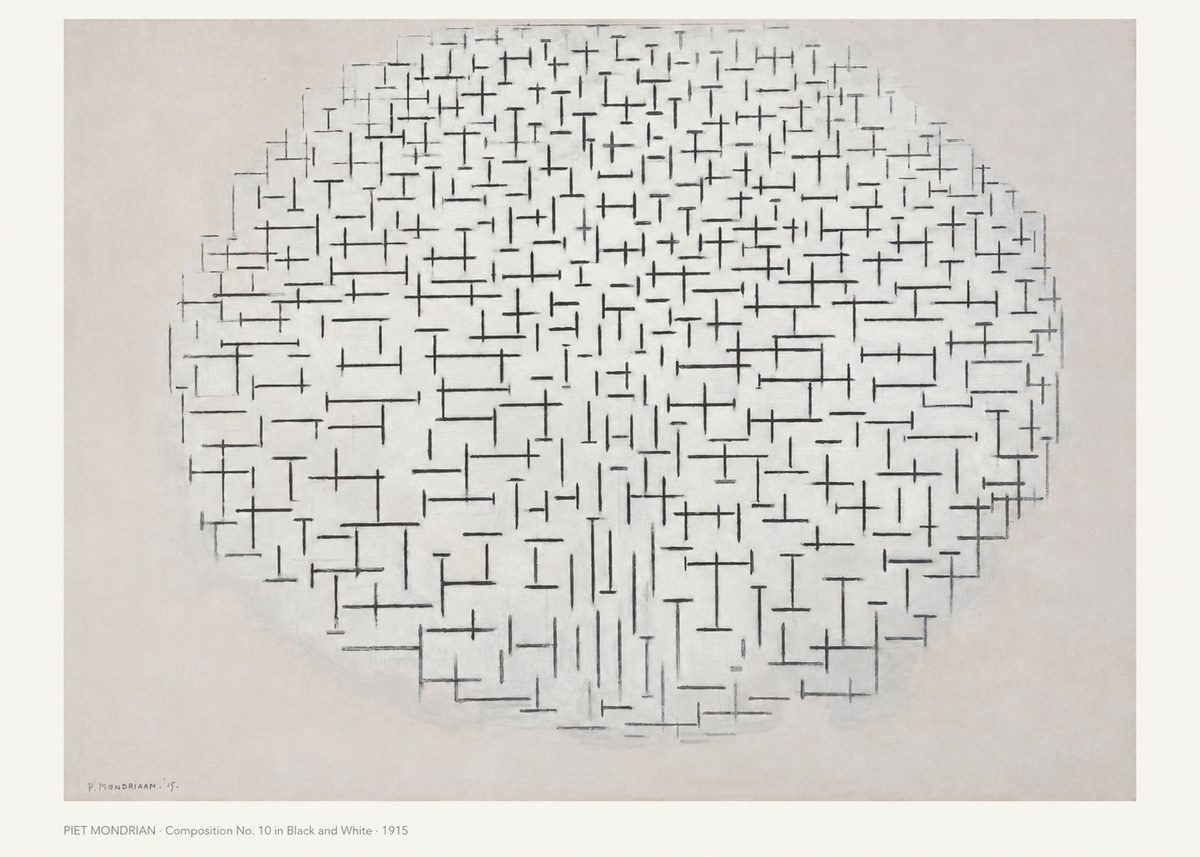 Piet Mondrian Composition 10 in Black and White No6 - Plakát