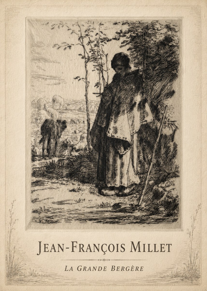 Jean-François Millet La Grande Bergère No3 - Plakát
