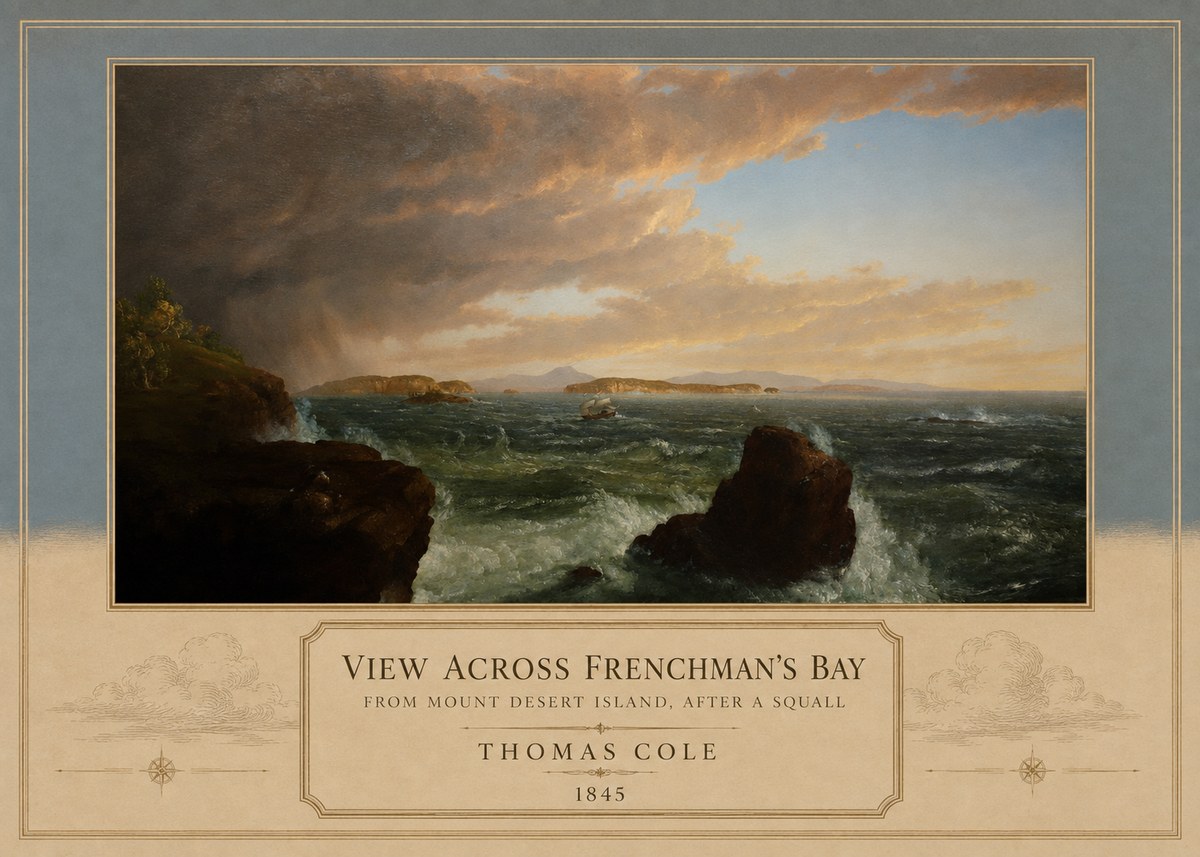 Thomas Cole View Across Frenchman's Bay from Mount Desert Island, After a Squall I No3 - Plakát