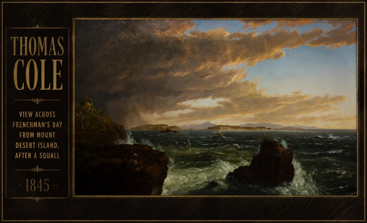 Thomas Cole View Across Frenchman's Bay from Mount Desert Island, After a Squall I No4 - Plakát