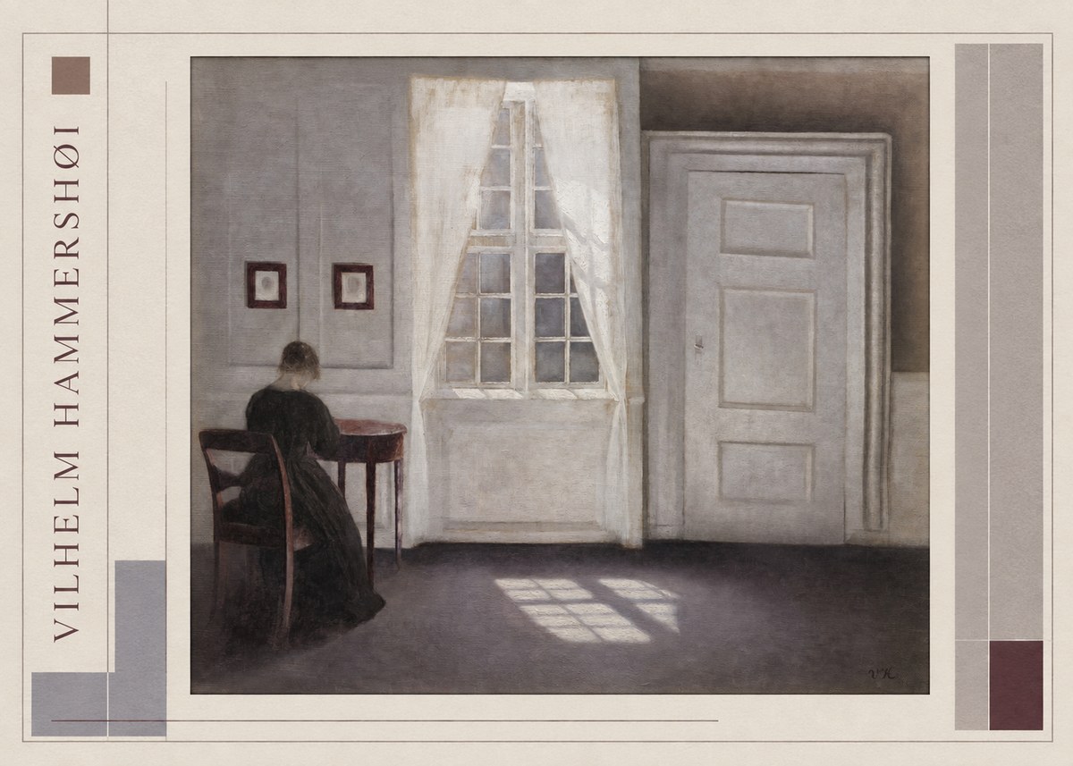 Vilhelm Hammershøi Interior with a Woman at a Table No2 - Plakát
