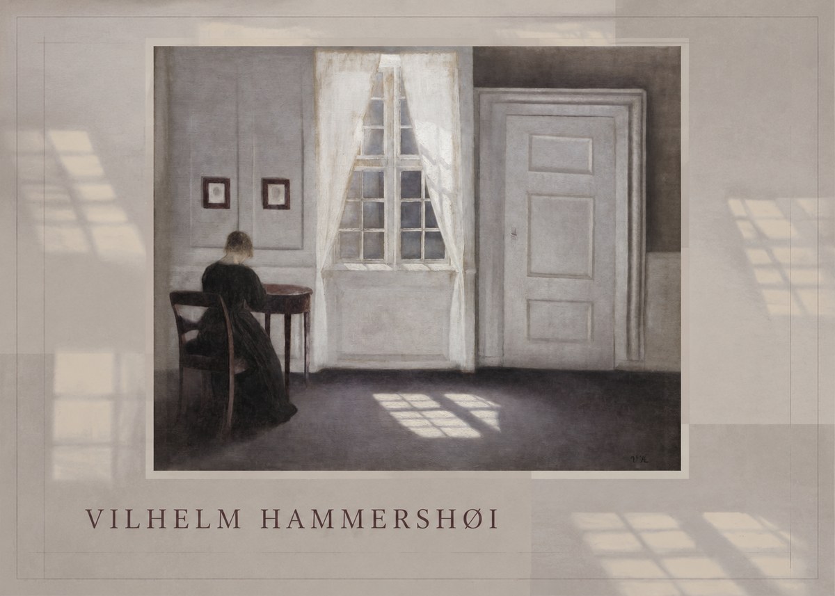 Vilhelm Hammershøi Interior with a Woman at a Table No3 - Plakát
