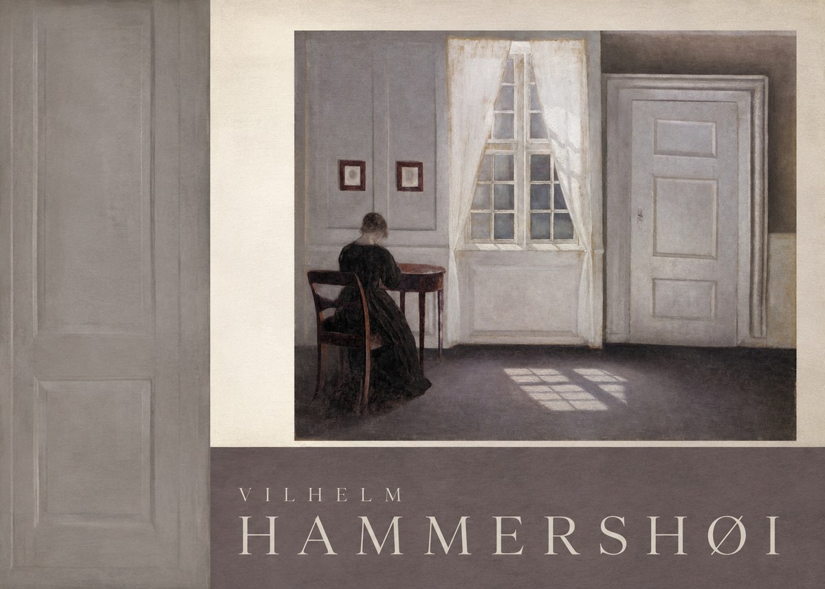 Vilhelm Hammershøi Interior with a Woman at a Table No6 - Plakát