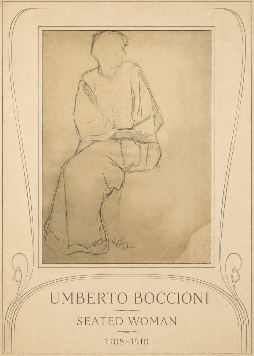 Umberto Boccioni Seated Woman No3 - Plakát