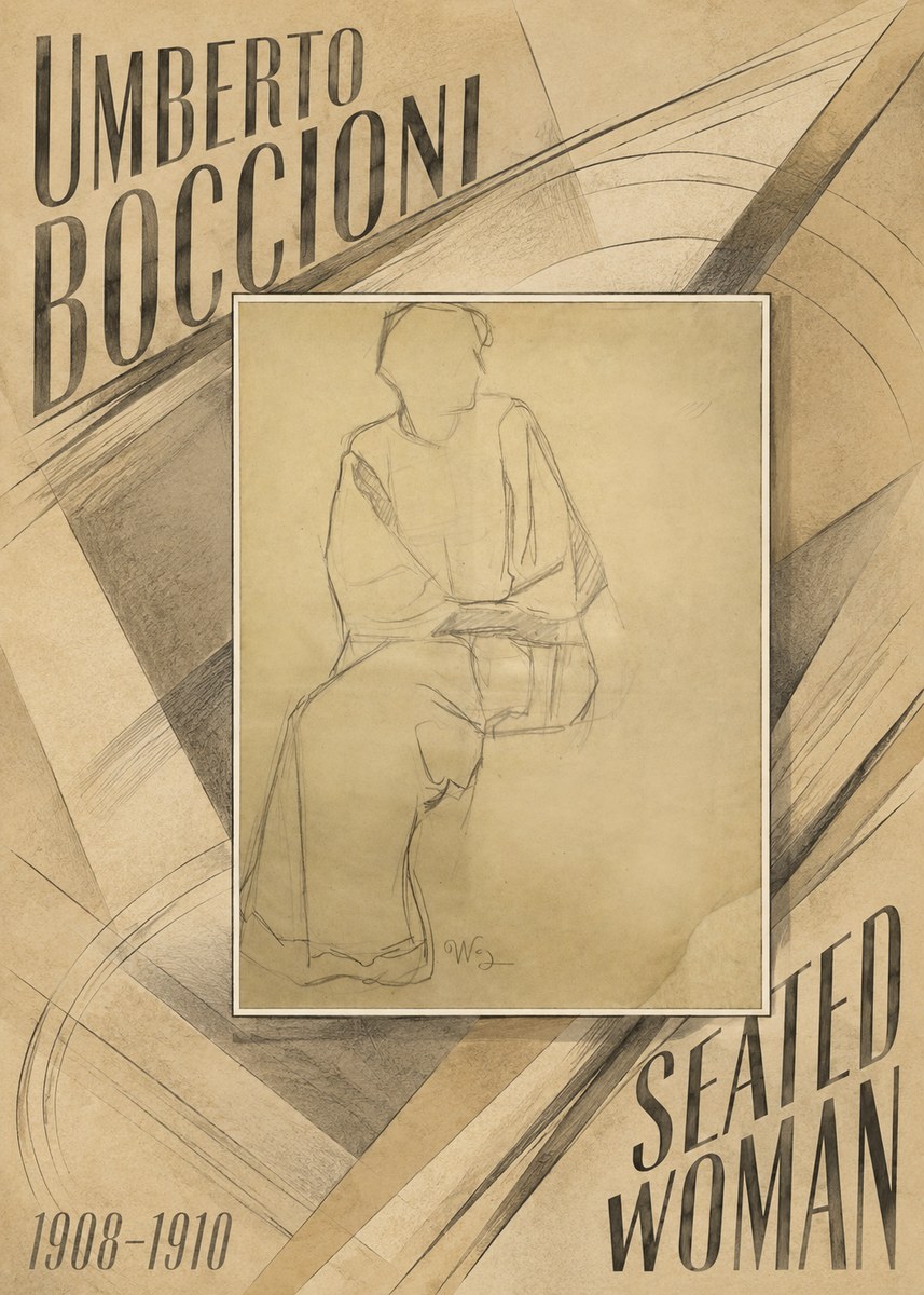 Umberto Boccioni Seated Woman No6 - Plakát