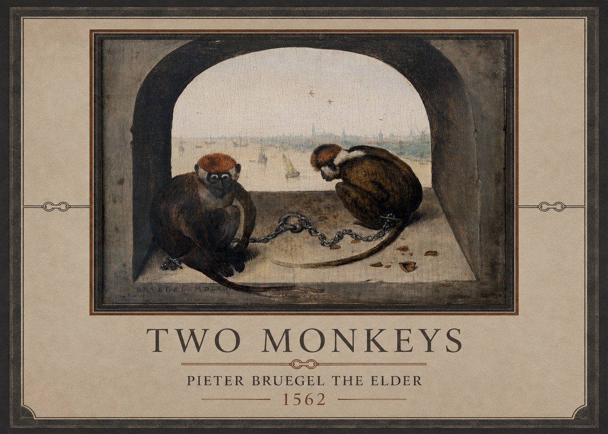 Pieter Bruegel Two Monkeys II No1 - Plakát