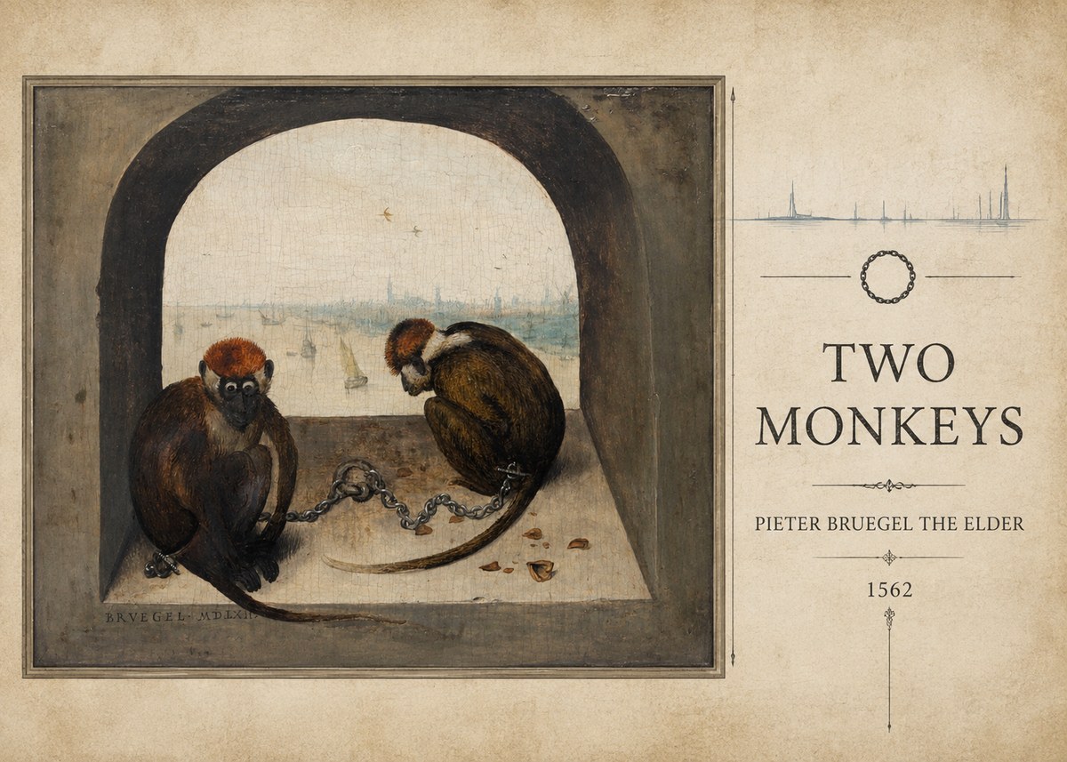 Pieter Bruegel Two Monkeys II No3 - Plakát