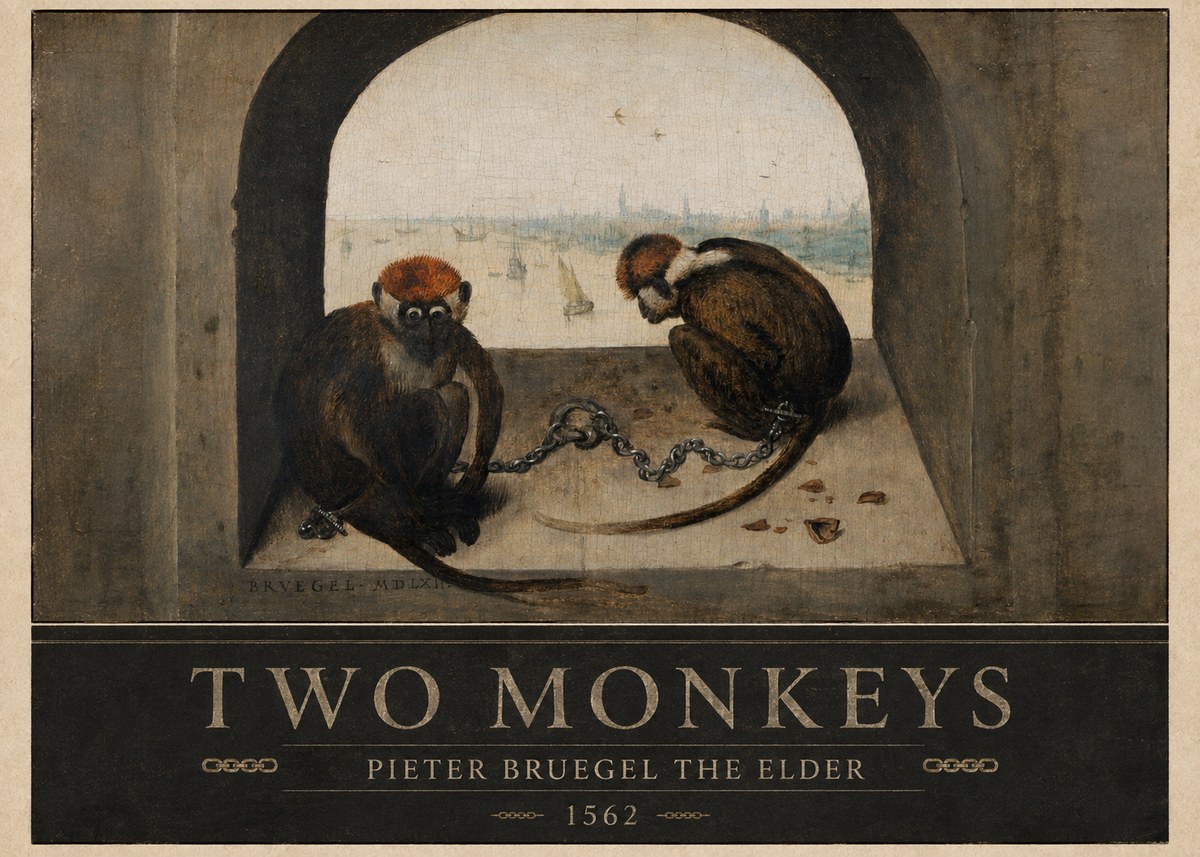 Pieter Bruegel Two Monkeys II No4 - Plakát