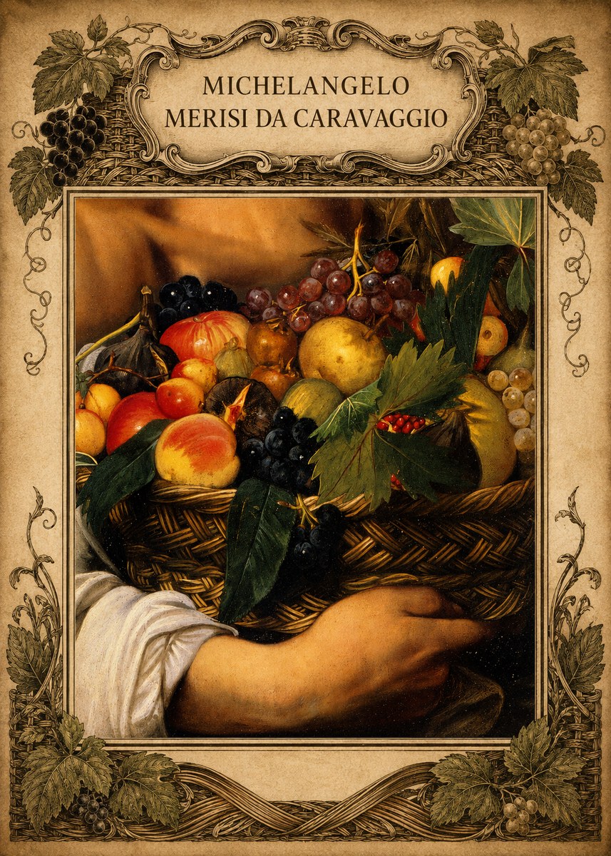 Michelangelo Merisi da Caravaggio Basket of Fruit No4 - Plakát