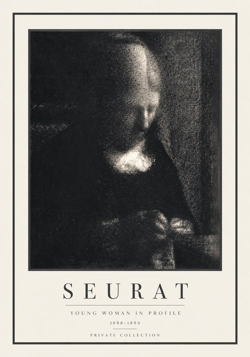 Seurat Young Woman in Profile No5 - Plakát