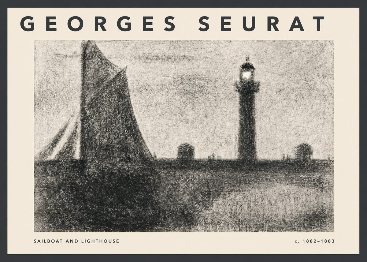 Seurat Sailboat and Lighthouse No2 - Plakát