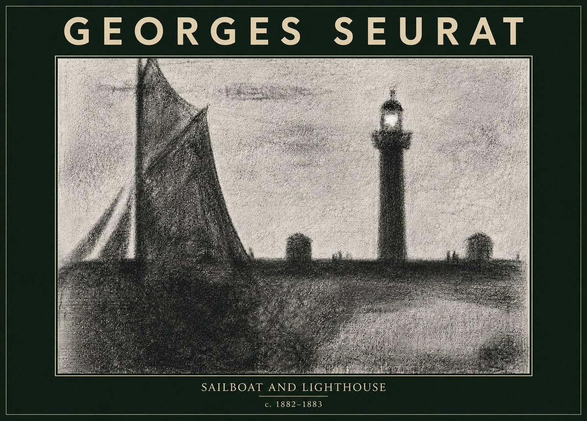Seurat Sailboat and Lighthouse No5 - Plakát