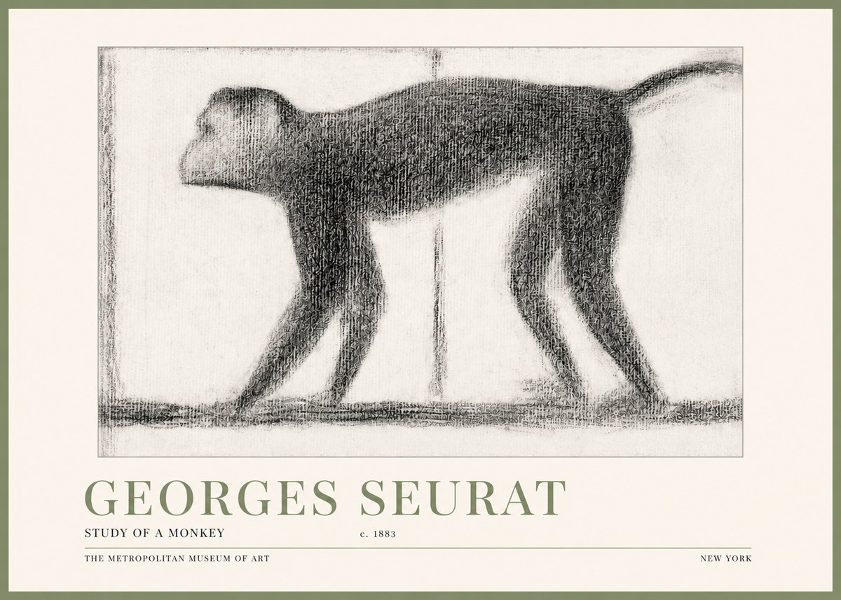 Seurat Study of a Monkey No3 - Plakát