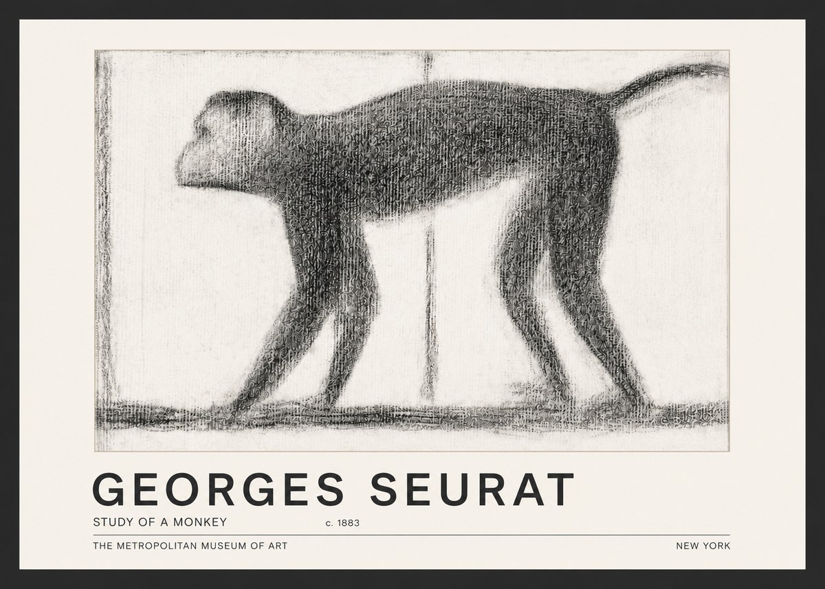 Seurat Study of a Monkey No5 - Plakát
