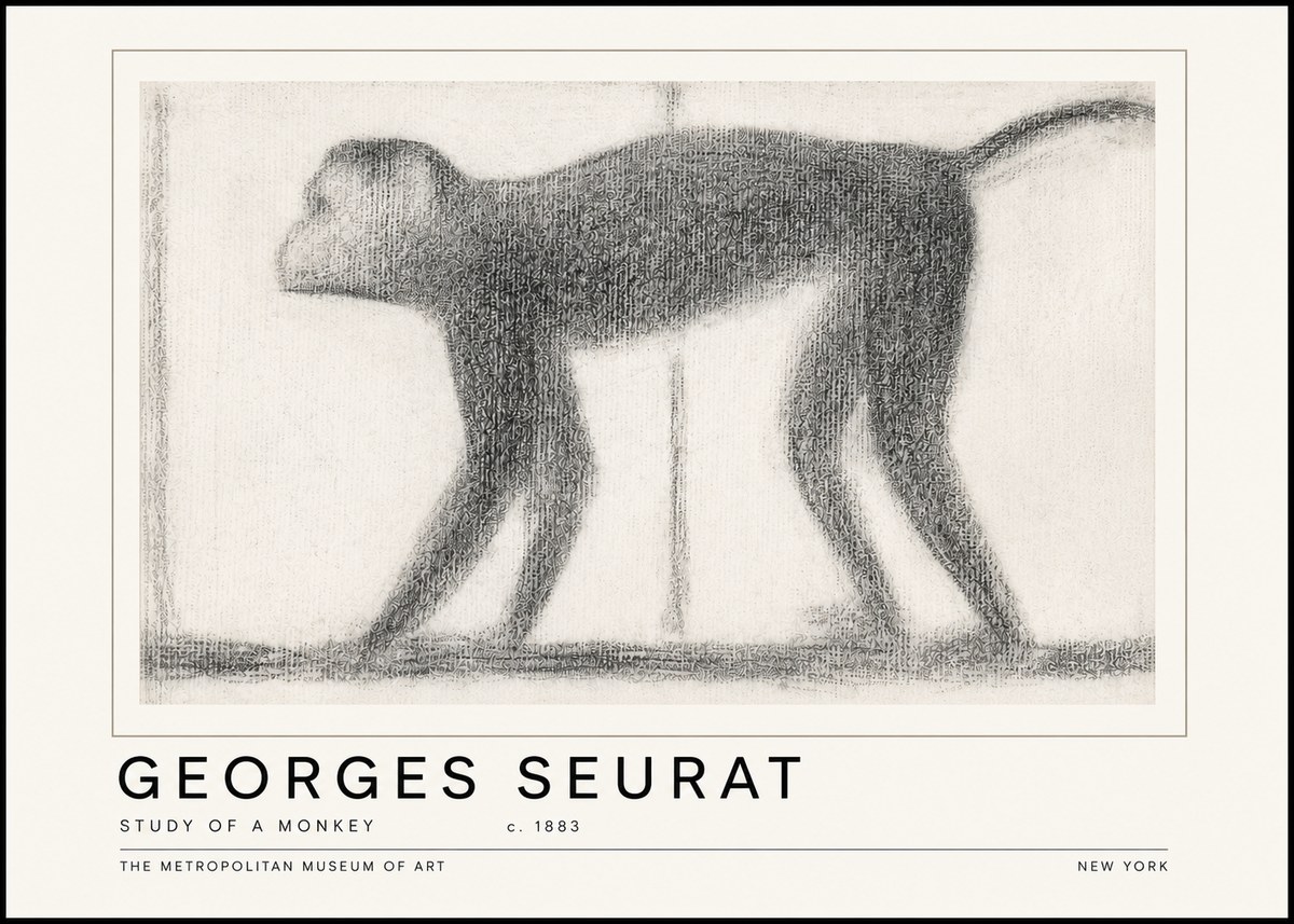 Seurat Study of a Monkey No6 - Plakát