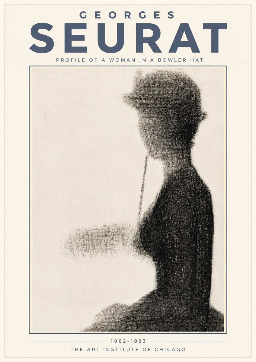 Seurat Profile of a Woman in a Bowler Hat No4 - Plakát