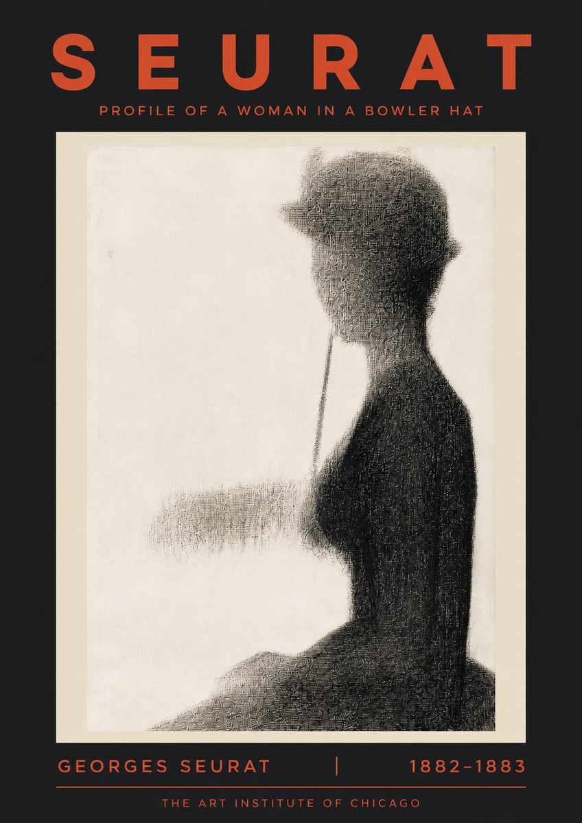 Seurat Profile of a Woman in a Bowler Hat No5 - Plakát