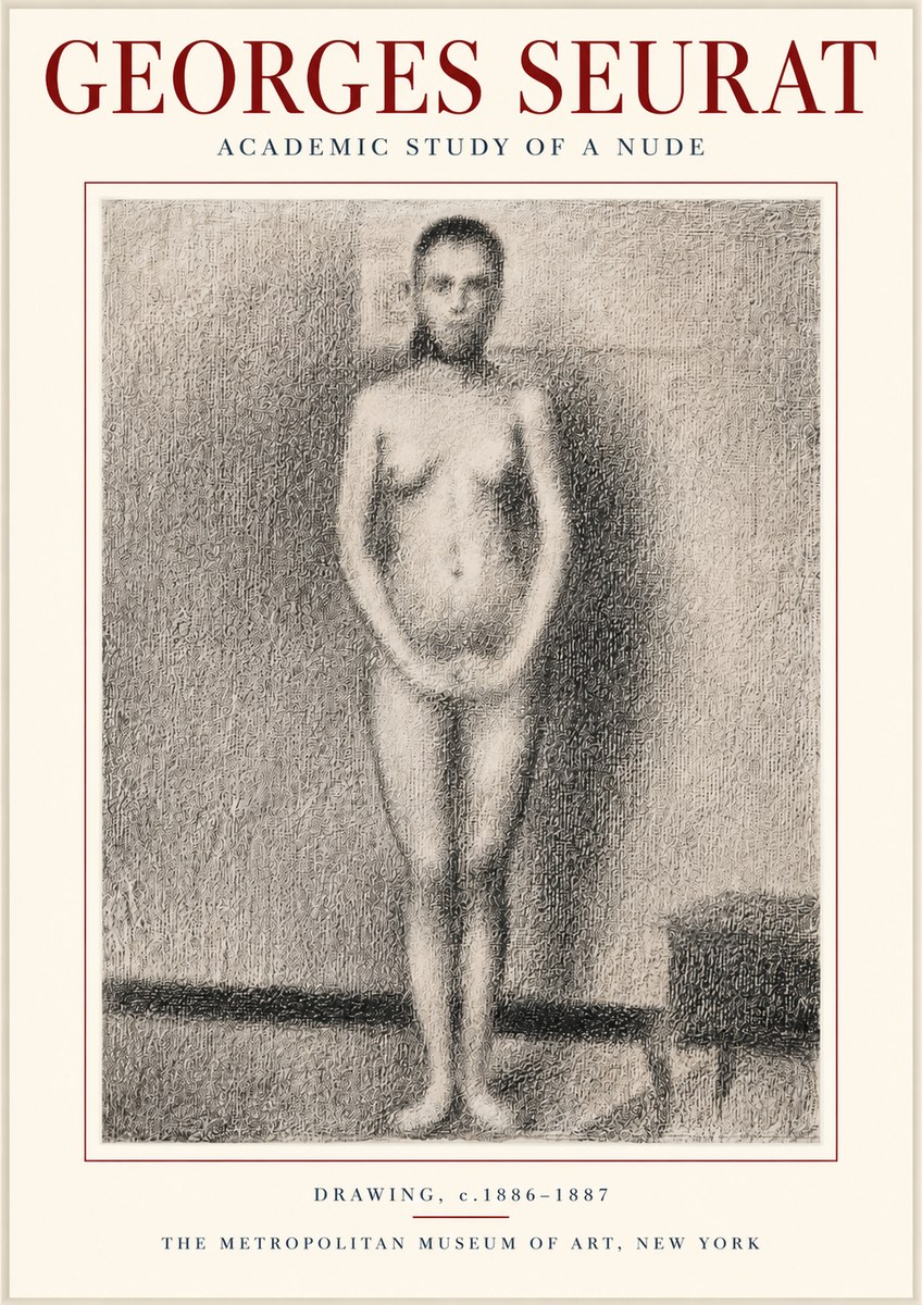 Seurat Academic Study of a Nude No3 - Plakát