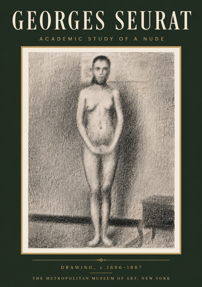 Seurat Academic Study of a Nude No6 - Plakát