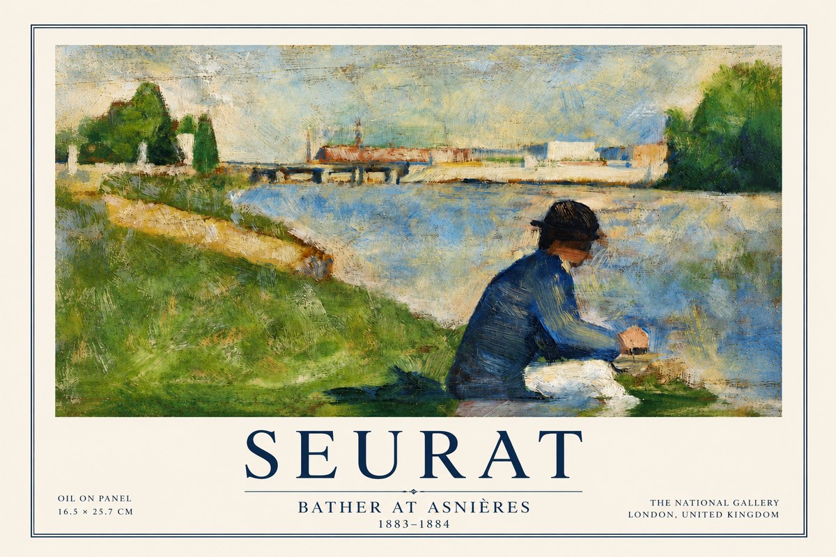 Seurat Bather at Asnières No3 - Plakát