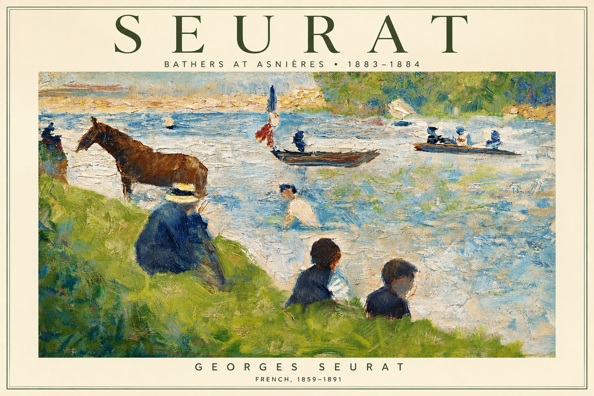 Seurat Bathers at Asnières II No3 - Plakát