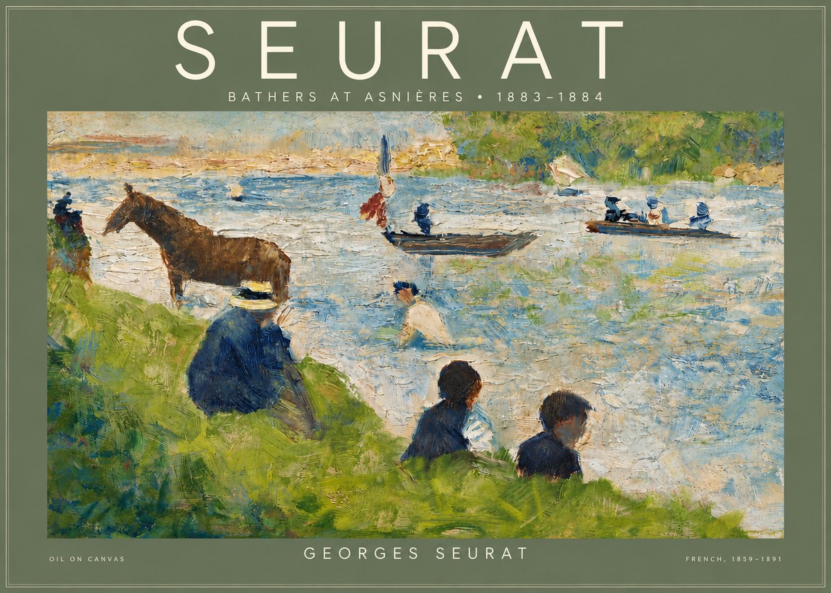 Seurat Bathers at Asnières II No4 - Plakát