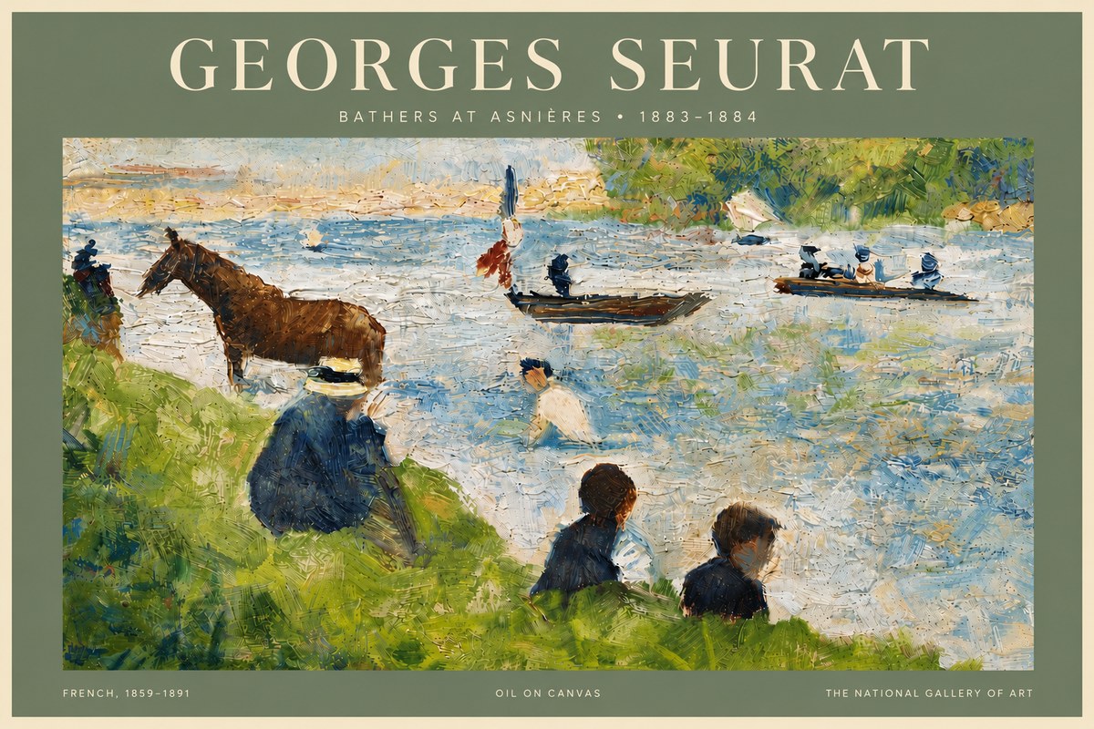 Seurat Bathers at Asnières II No6 - Plakát
