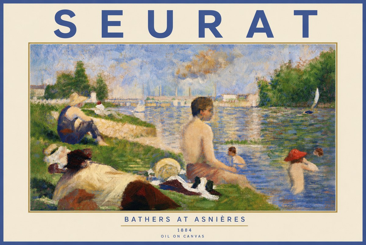Seurat Bathers at Asnières III No6 - Plakát