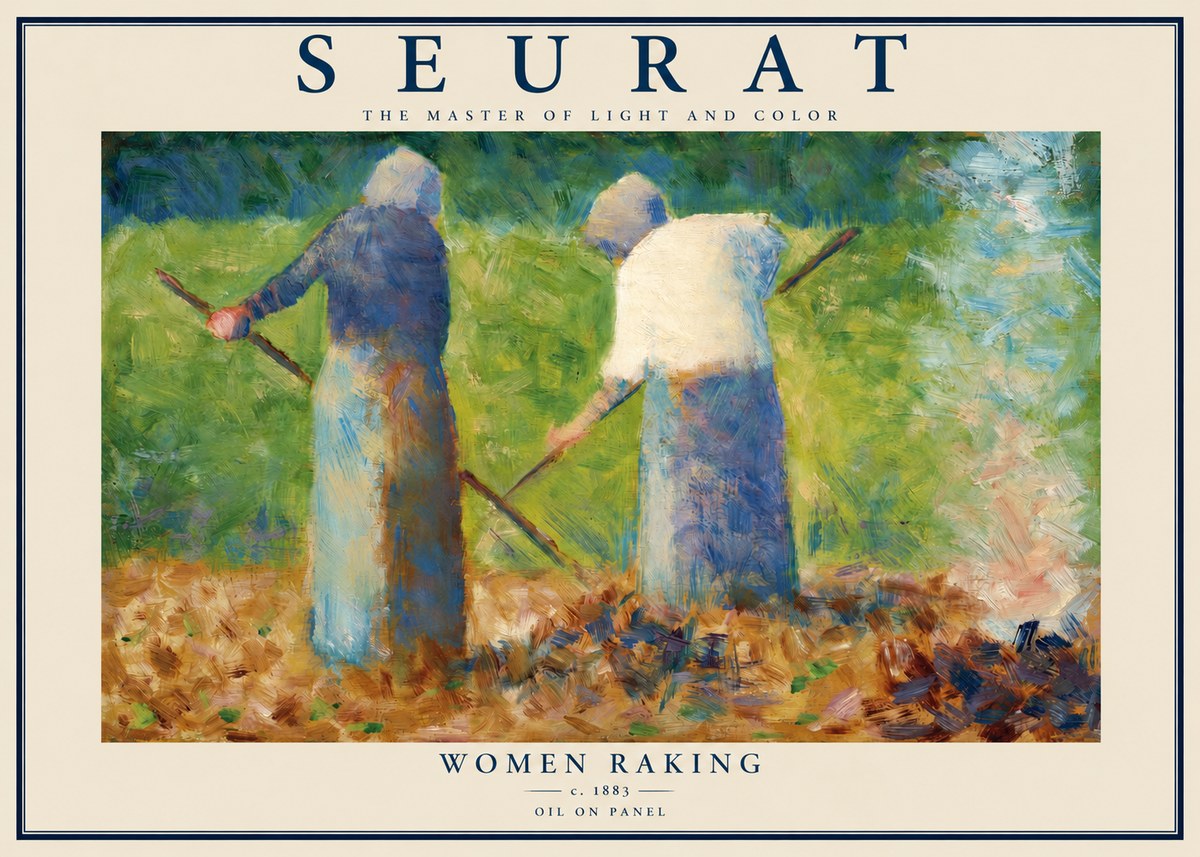 Seurat Women Raking No2 - Plakát