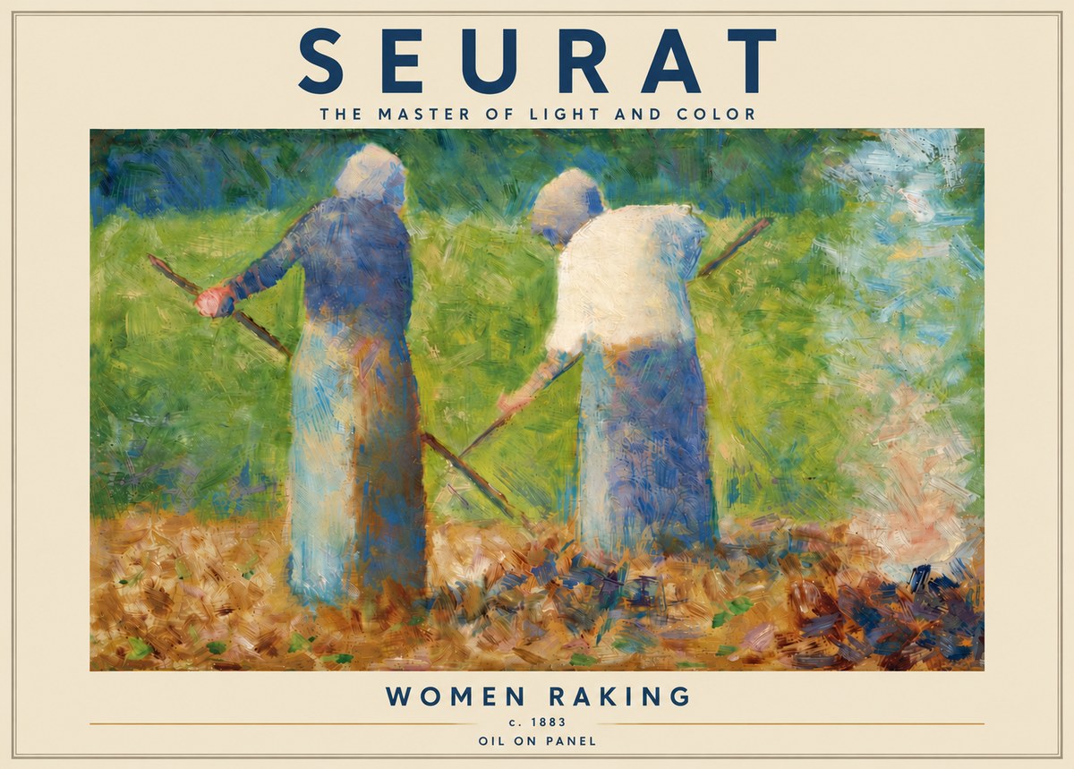 Seurat Women Raking No5 - Plakát
