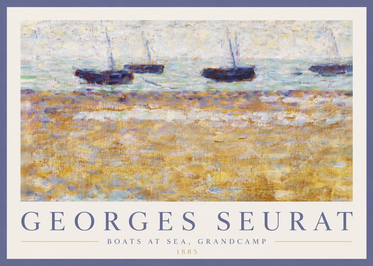 Seurat Boats at Sea, Grandcamp No4 - Plakát