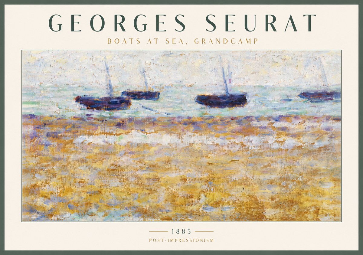 Seurat Boats at Sea, Grandcamp No5 - Plakát