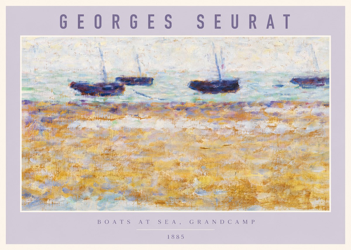 Seurat Boats at Sea, Grandcamp No6 - Plakát