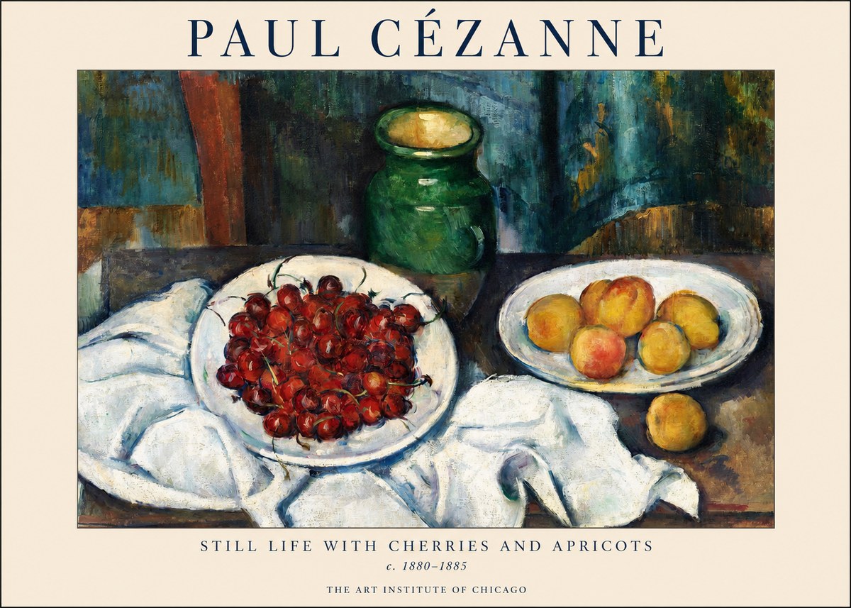 Paul Cézanne Still Life with Cherries and Apricots No1 - Plakát