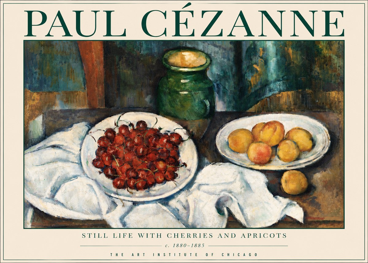 Paul Cézanne Still Life with Cherries and Apricots No3 - Plakát