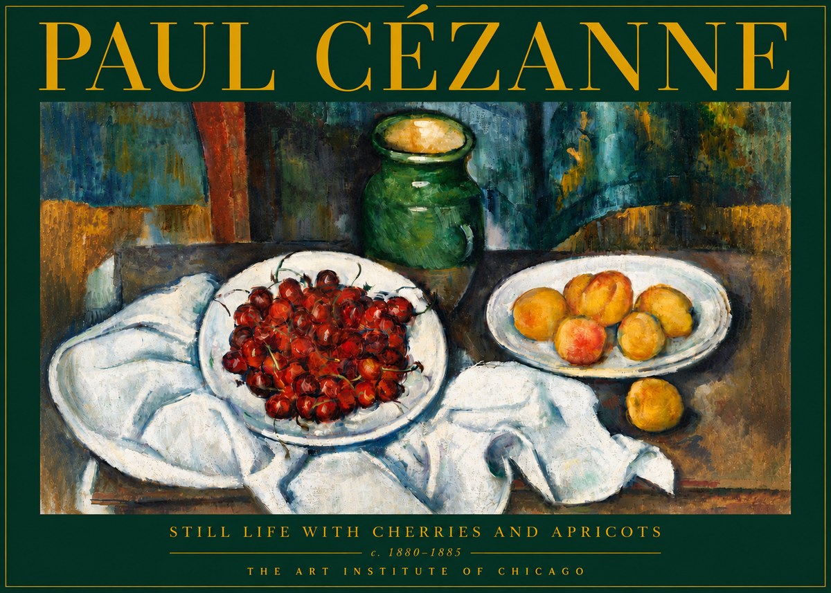 Paul Cézanne Still Life with Cherries and Apricots No5 - Plakát