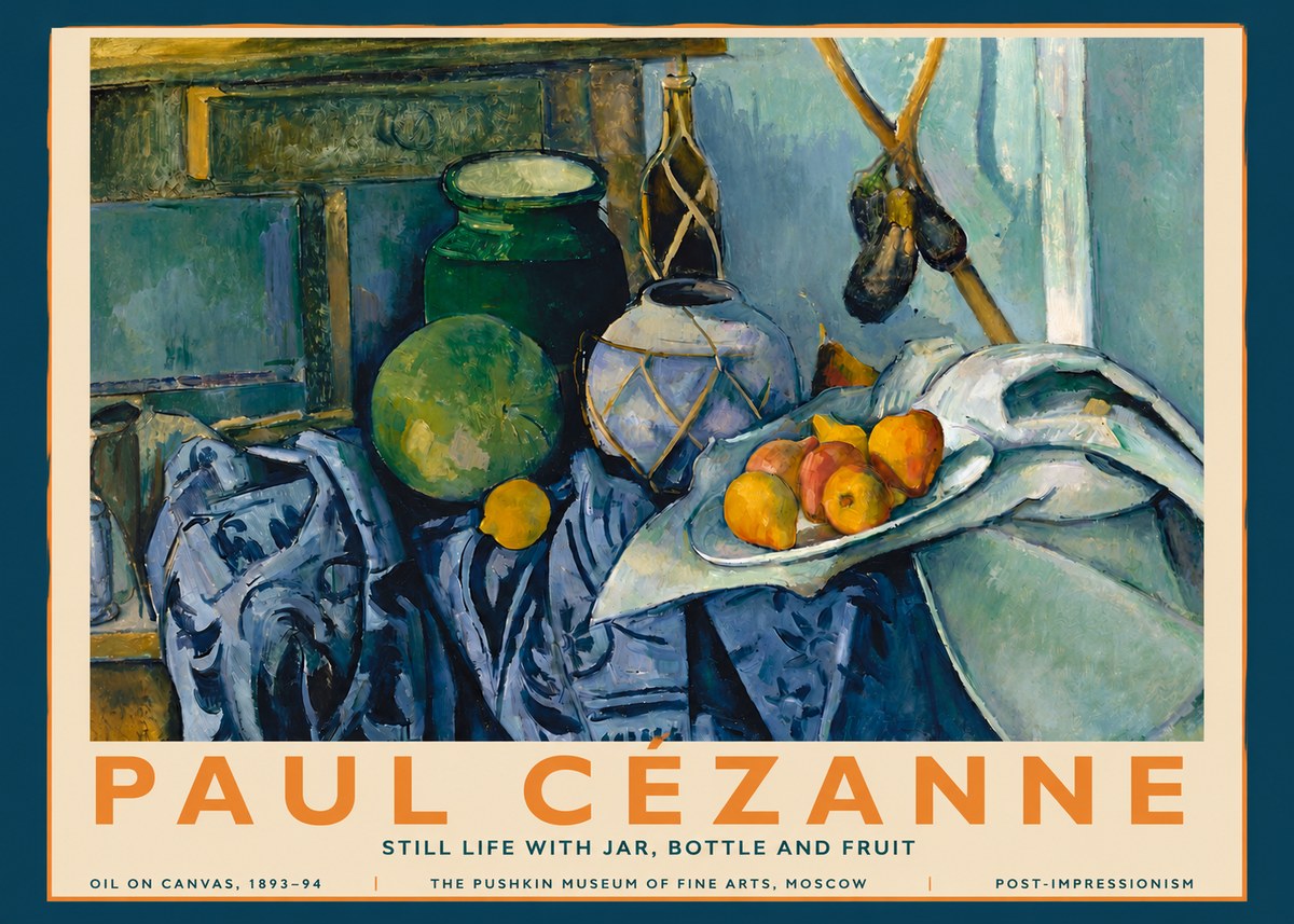 Paul Cézanne Still Life with Jar, Bottle and Fruit No3 - Plakát