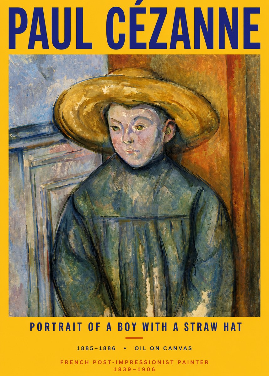 Paul Cézanne Portrait of a Boy with a Straw Hat No2 - Plakát