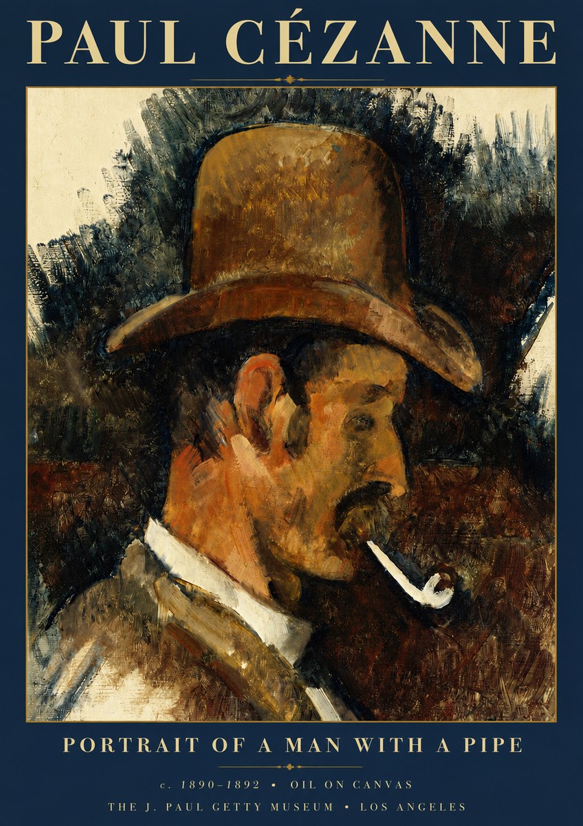 Paul Cézanne Portrait of a Man with a Pipe No5 - Plakát