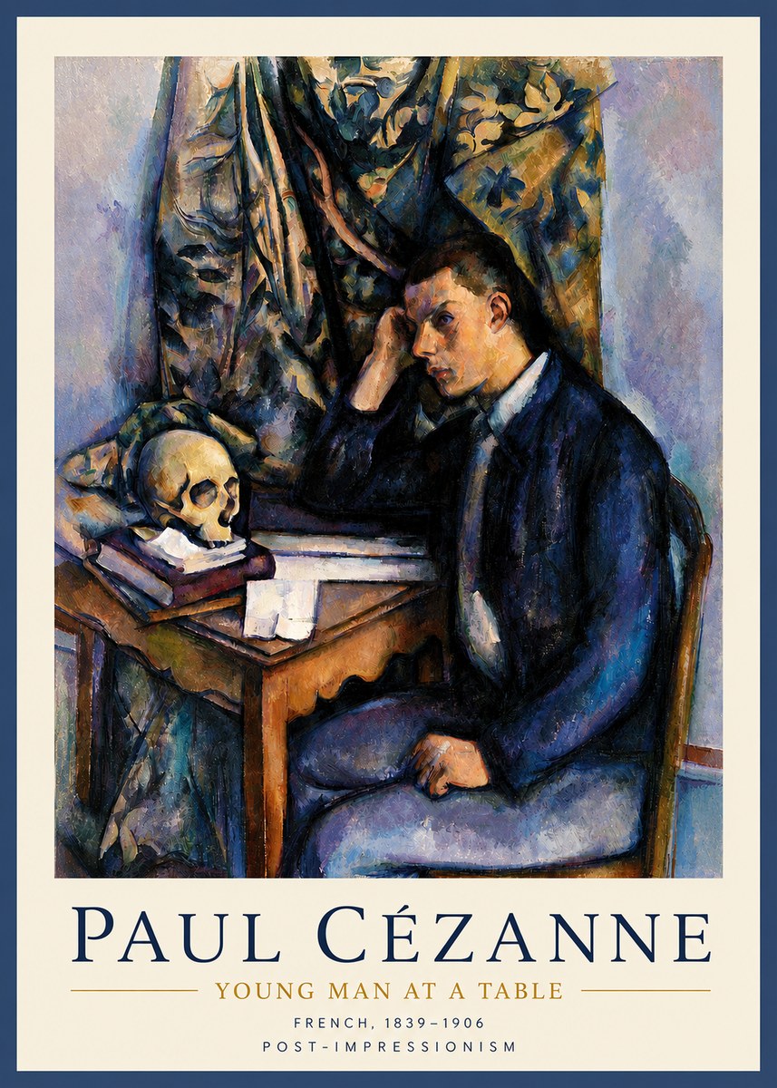 Paul Cézanne Young Man at a Table No3 - Plakát