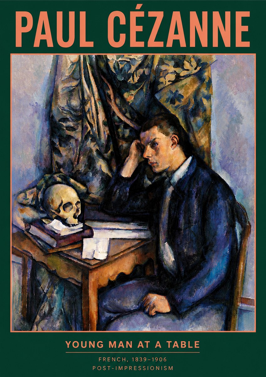 Paul Cézanne Young Man at a Table No4 - Plakát