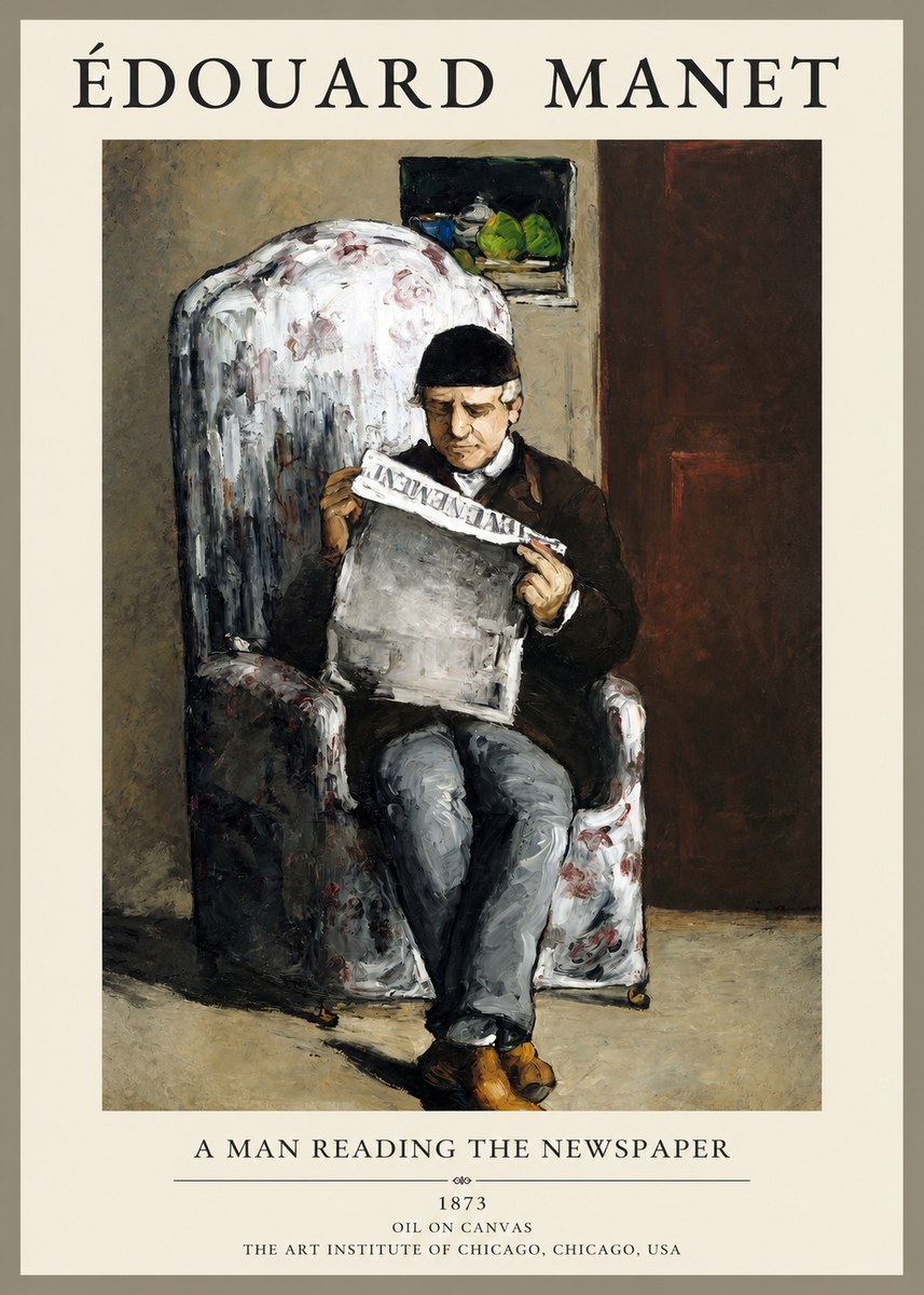 Édouard Manet A Man Reading the Newspaper No1 - Plakát