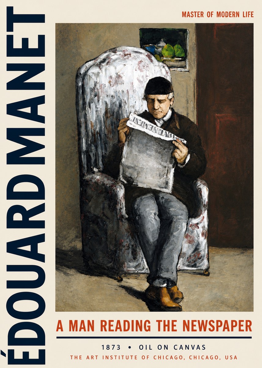 Édouard Manet A Man Reading the Newspaper No3 - Plakát