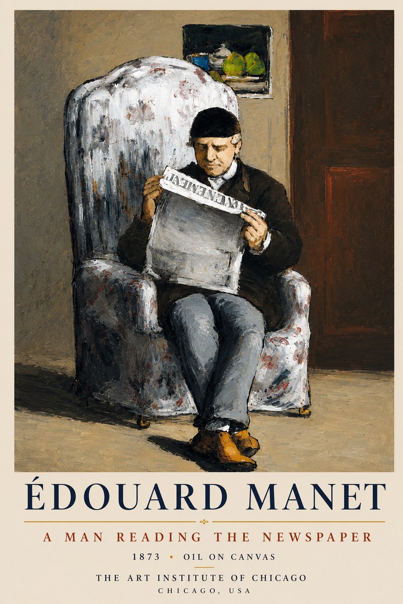 Édouard Manet A Man Reading the Newspaper No4 - Plakát