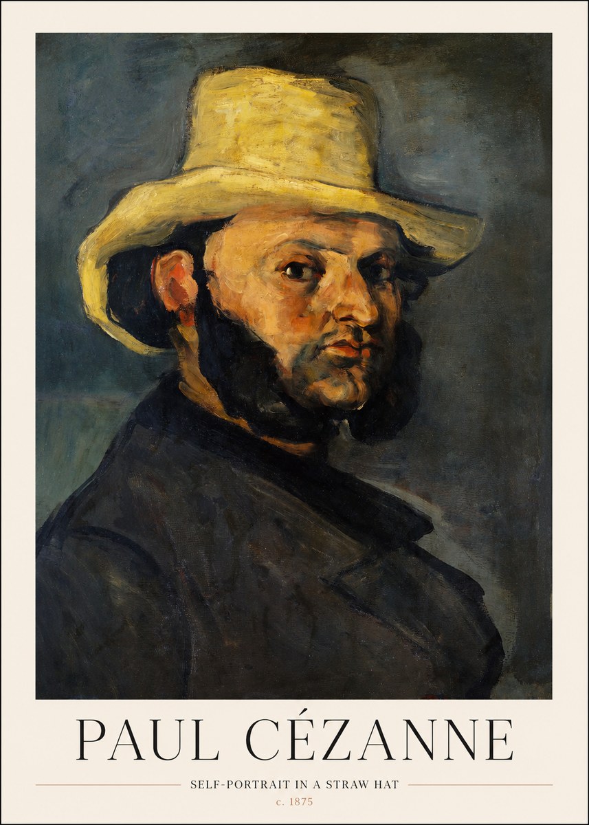 Paul Cézanne Self-portrait in a Straw Hat No1 - Plakát