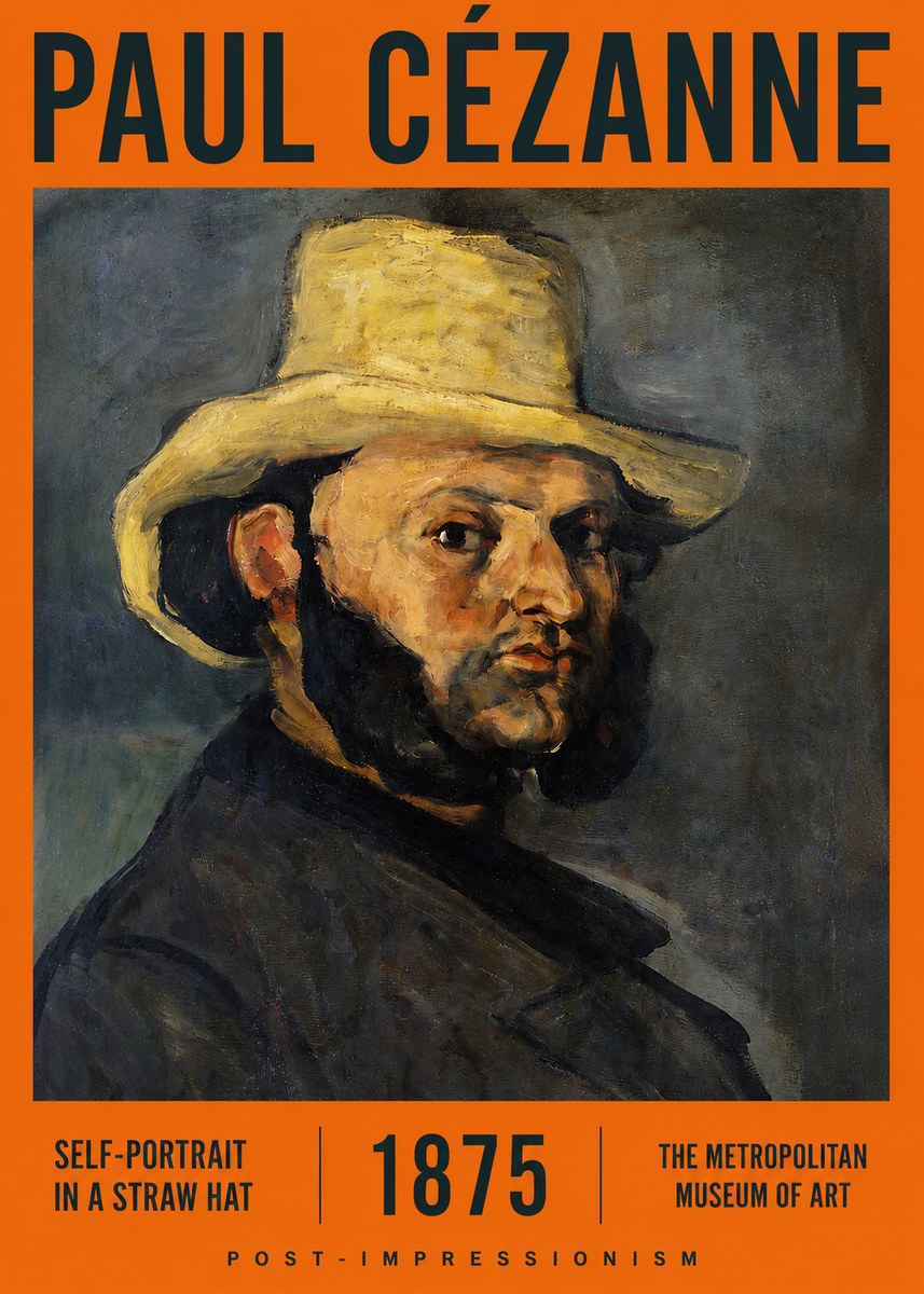 Paul Cézanne Self-portrait in a Straw Hat No2 - Plakát