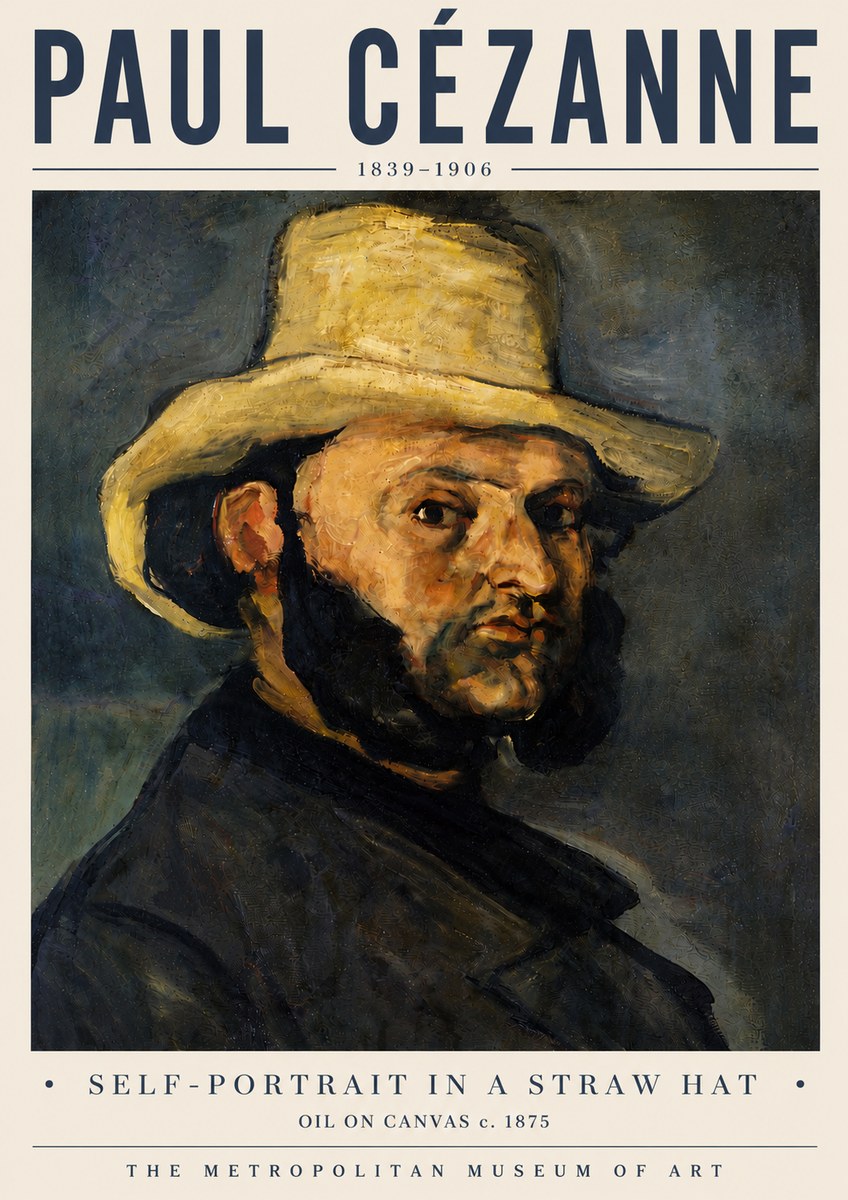 Paul Cézanne Self-portrait in a Straw Hat No6 - Plakát