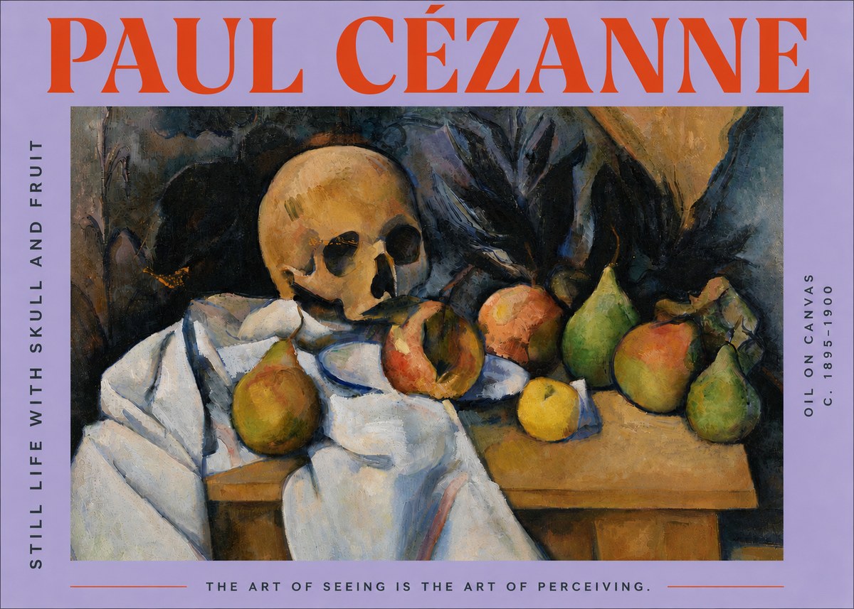 Paul Cézanne Still Life with Skull and Fruit No4 - Plakát