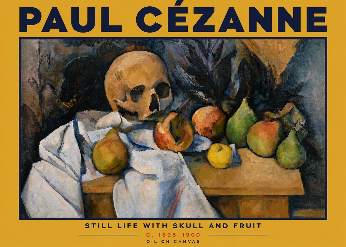 Paul Cézanne Still Life with Skull and Fruit No6 - Plakát